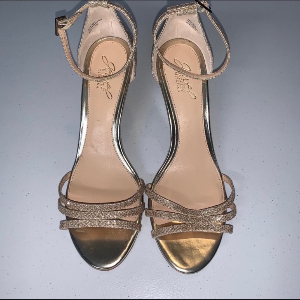 Jewel Badgley Mischka Gold Glitter Sandal 8.5